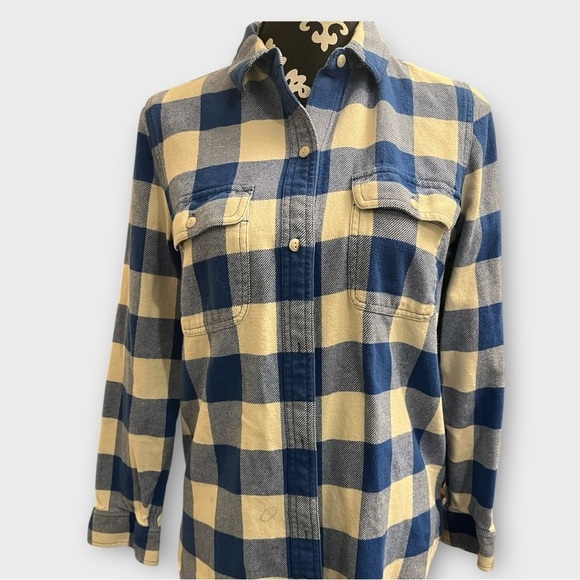 Madewell Blue and Tan Plaid Button Down Shirt - Picture 2 of 8